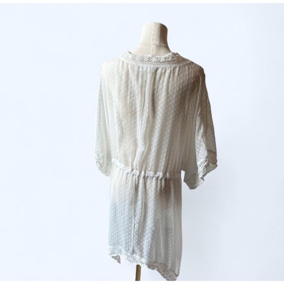 Abercrombie Fitch Cover Up Kimono Top One Size White Boho Coastal Festival Lace - Picture 2 of 5